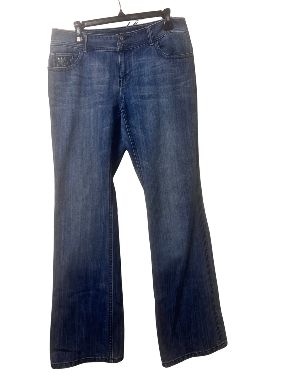 Women's Dark Blue Flare Jeans with Subtle Fade (BIN 1-43)